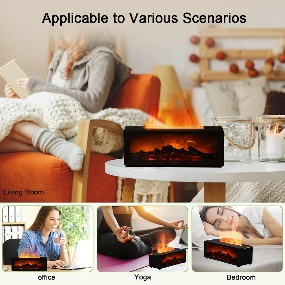 Fireplace Flame Humidifier with Remote & Aromatherapy